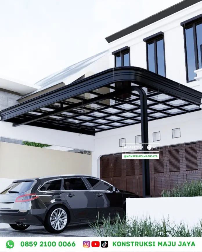 Kanopi Minimalis Modern Serpong - Klik Konsultasi WA Kanopi Minimalis Modern Serpong - Detail Sambungan & Finishing Cat Anti Karat Kanopi Minimalis Modern Serpong